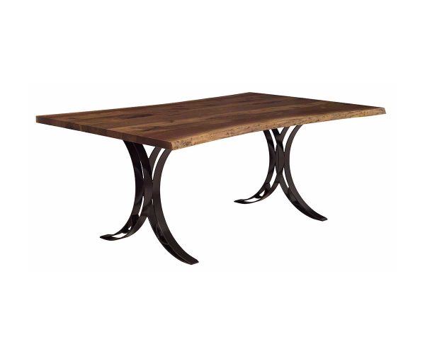 Barkman Live Edge dining table with double curve steel base