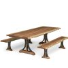 Live Edge Dining Table & Benches with Buckle Base