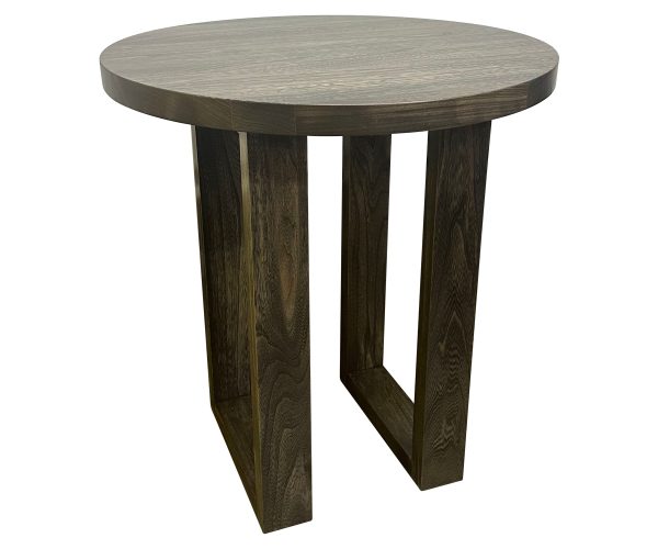 Custom round end table in Grey Elm